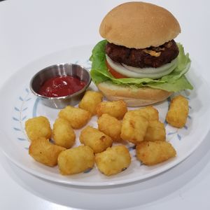 crab cake burger  at Vivi's Veggie in Seoul