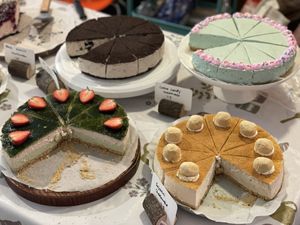 Famous vegan cream cheese cakes   at Vivi's Veggie in Seoul