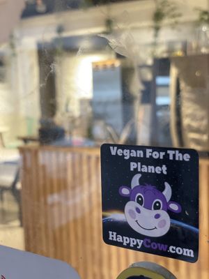 Vivi’s veggie with HappyCow sticker.   at Vivi's Veggie in Seoul