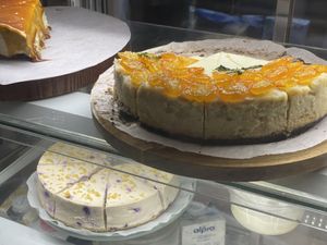 Vegan cheese cakes with home made plant-based cream cheese   at Vivi's Veggie in Seoul