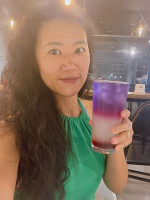 The owner chef Vivien likes to experiment drinks. She offered me a summer drink she is developing.  at Vivi's Veggie in Seoul