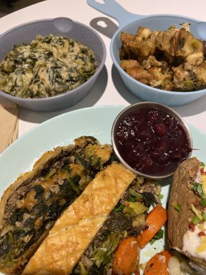 Amazing Xmas dinner with some great sides and a vegetable Wellington!  at Vivi's Veggie in Seoul