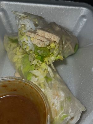 Vegan ham spring rolls at Pho Banh Mi Cafe in Oak Lawn