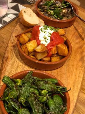 Padrón peppers, bravas, mushrooms  at SaltHouse in North Shields