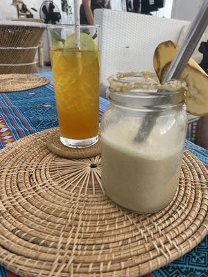 Iced tea and banana smoothie  at Soul Phuket in Phuket