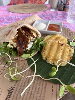 Pita McMuffin with scrambled tofu, sausage, feta cheese and hash browns   at Soul Phuket in Phuket