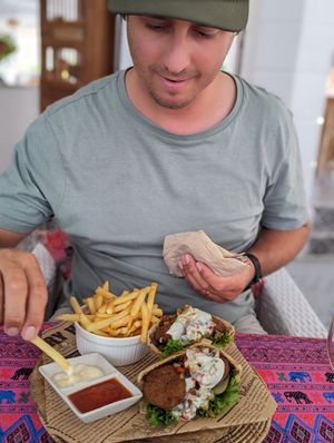 Falafel pita with fries at Soul Phuket in Phuket