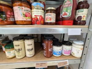 Choice of vegan mayos and sauces at Red Verde in Sevilla