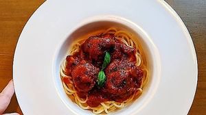 pasta with mushroom meatballs   at Ola Healthy Cafe in Khmelnytskyi