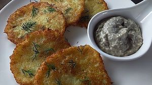 deruny (ukrainian potato pancakes )  at Ola Healthy Cafe in Khmelnytskyi