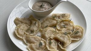 varenyky with potatoes&cabbage or cherries  at Ola Healthy Cafe in Khmelnytskyi
