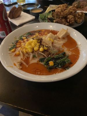 Spicy creamy vegan ramen with corn   at Tanaka in Aiea