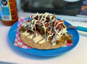 Fish taco made of mushrooms  at Paxil in Mexico City