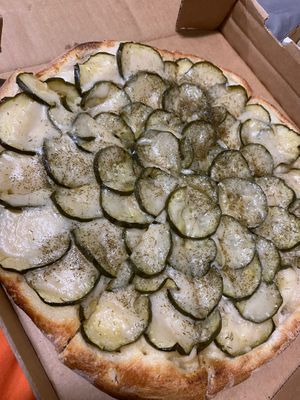 Vegan pickle pizza. Was delicious, but could have had less pickles.  at Pizza Transit in Niles