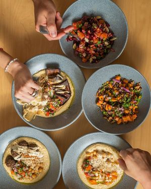 Mix of Mediterranean dishes at Hummus YA! in Mexico City