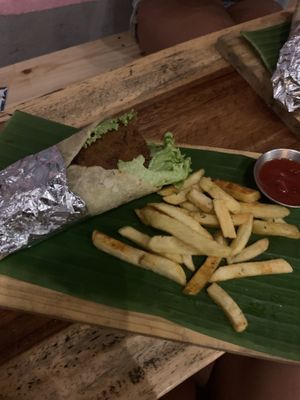 Falafel wrap homemade pita sub hummus!  at Jungle SV in El Tunco