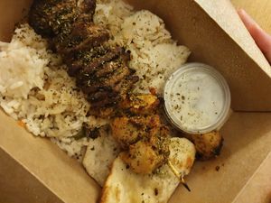 Souvlaki at Vegan Pizza House in Vancouver