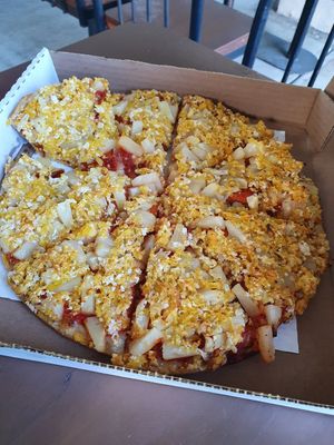 Hawaiian pizza at Vegan Pizza House in Vancouver