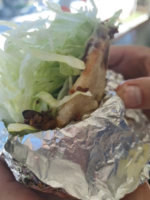 Beef donair at Vegan Pizza House in Vancouver