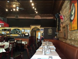 the kitchen and back room look like a little home! at El Nuevo Mexicano in Chicago