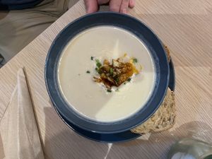 Cauliflower soup- soup of the day.   at Fala Fala in Funchal