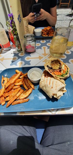 Vegan Asian Style Wrap with fries (mayo dip was not vegan so was left alone) at Fala Fala in Funchal