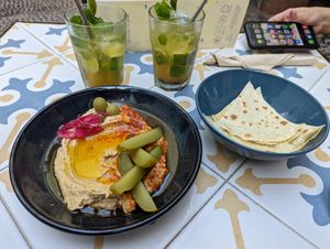 Hummus and tortillas  at Fala Fala in Funchal