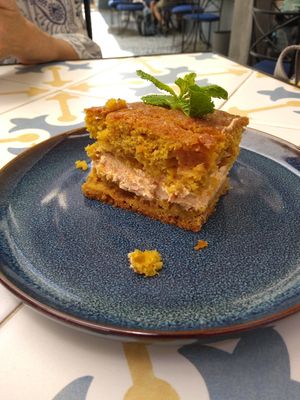 Pumpkin, apple, and papaya cake... delicious 😋 at Fala Fala in Funchal