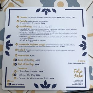 Menü  at Fala Fala in Funchal