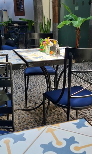 Outside seating area (but still roofed) at Fala Fala in Funchal