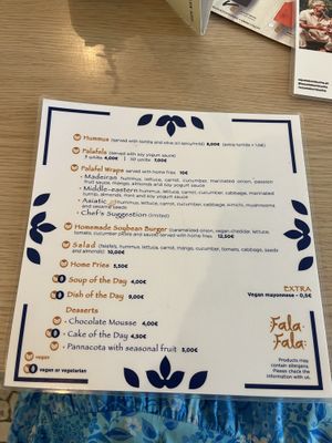 Menu  at Fala Fala in Funchal