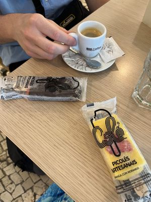 Ice pops and espresso   at Fala Fala in Funchal