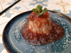 Vegan panna cotta at Fala Fala in Funchal