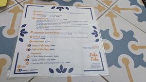 Menu at Fala Fala in Funchal