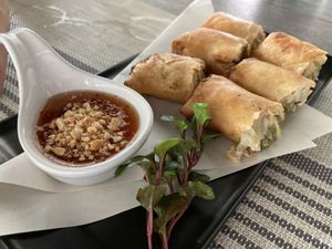 Vegetable spring rolls  at Kitchen Baanmae in Bangkok