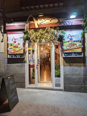 view from the street at El Arco Pinoy in Madrid