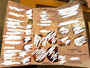 Vegan menu  at El Arco Pinoy in Madrid