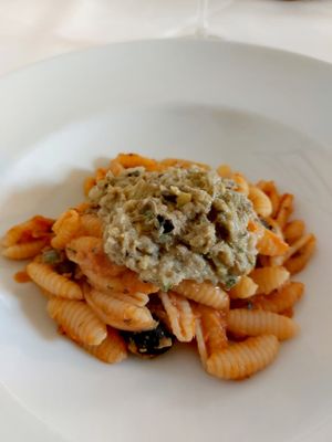 Pasta mit Auberginen und Artischocken at Klosterhof & Alessio  in Lilienthal