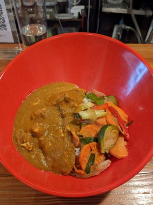 Vegan curry don at Samurai Papa in Brooklyn