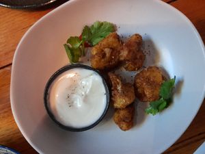 Cauli popcorn with vegan mayo at Saigon Allee in Ballarat
