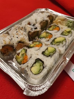 4 different vegan sushi rolls from our Vegan Snob combo at Akira Sushi & Steak House in Sanford