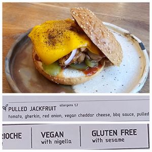 Pulled Jackfruit with Gluten Free bun at Trzecia Kawa in Poznan