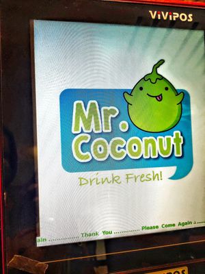 Cute logo at Mr Coconut - Raffles Place in Central Singapore