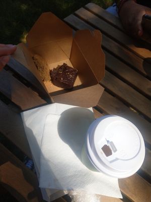 Super fudgey Brownie and Chocolate chip cookie at Caked Coffee in Toronto
