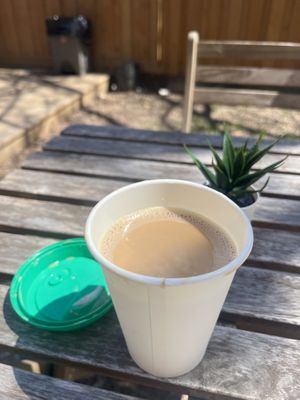 Chai latte with oat milk  at Caked Coffee in Toronto