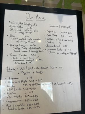 Caked vegan menu  at Caked Coffee in Toronto