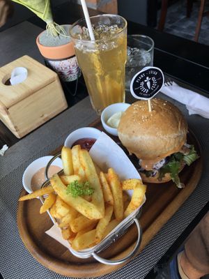 Tonkatsu burger at Plant-erian in Krabi
