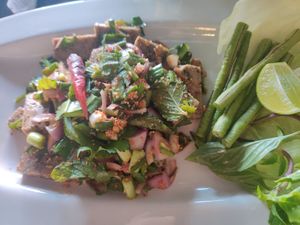 Black sesame tofu salad at Plant-erian in Krabi