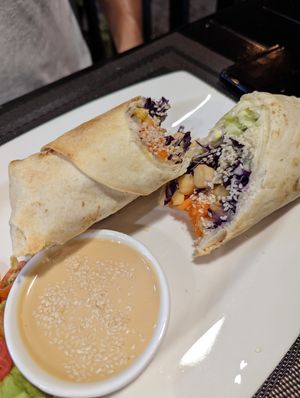 Chickpea wrap at Plant-erian in Krabi