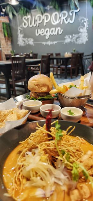 Soup and burger at Plant-erian in Krabi